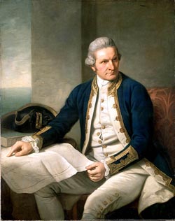 Капитан Джеймс Кук позировал для этого портрета в Лондоне 25 мая 1776 года. Художник Натаниэл